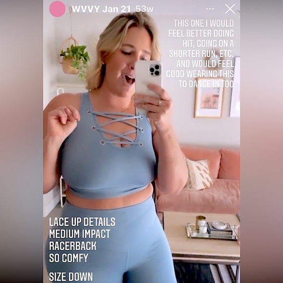 WAVE Beautiful SkyBlue 2pc Work Out Lycra Stretch Criss Cross Tank & Leggings XL - Picture 13 of 15